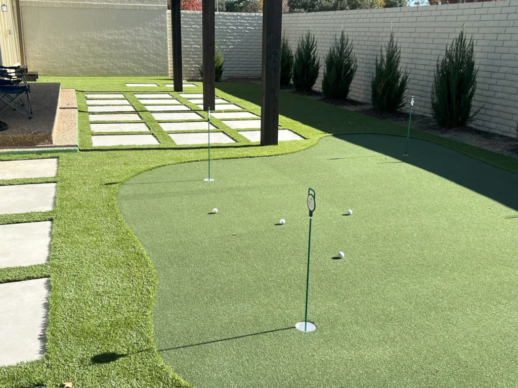 Artificial turf and putting green installation in Dallas, TX